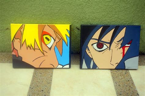 Naruto Uzumaki And Sasuke Uchiha Double Acrylic Painting Manga Pop Art