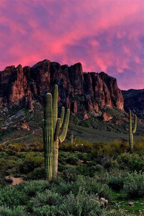 Superstition Mountains At Sunset Apache Junction Arizona Southwest