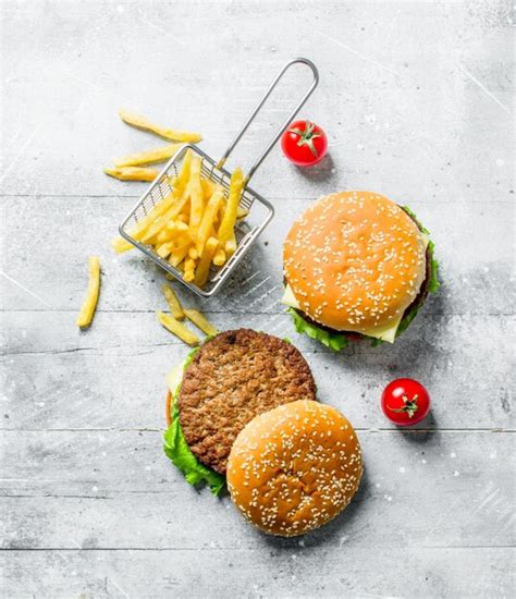 Premium Photo Burgers With Beef And French Fries