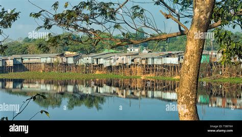 Stilt Houses On Kaptai Lake Rangamati Chittagong Division Bangladesh