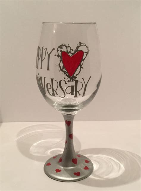 Happy Anniversary Wine Glass Anniversary T