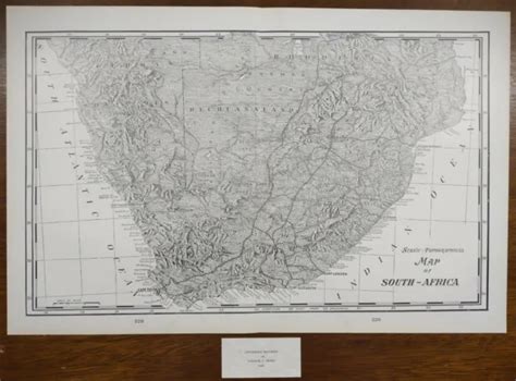 Vintage 1900 South Africa Topographical Map 22x14 Old Antique