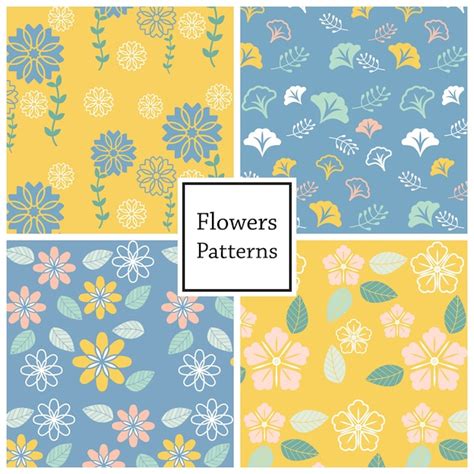 Set De Estampados De Flores Vector Gratis