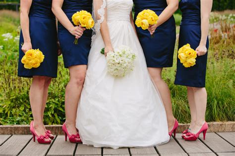 Navy Bridesmaids Dresses With Hot Pink Shoes Elizabeth Anne Designs