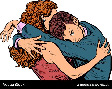 Man And Woman Embrace Love Wife Comforting Vector Image
