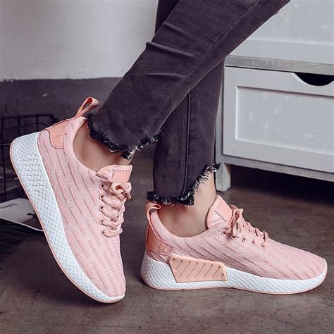 Ladies Pink Sneakers Women Light Sneakers Breathable Mesh Casual Shoes Walking Running Shoes