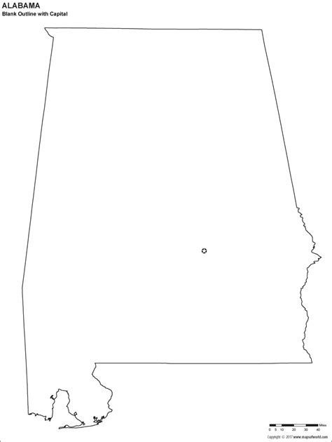 Blank Alabama Map With Capital