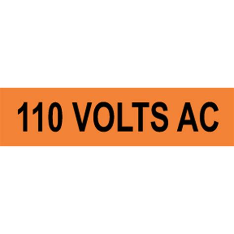 Electrical Voltage 110 Volts Ac Label Sticker Orange Us Made