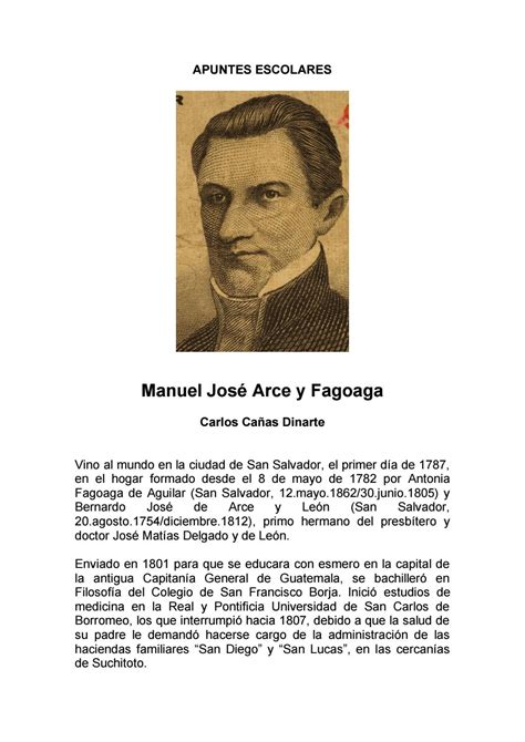 Breve Biografía Del General Manuel José Arce Y Fagoaga By Carlos Cañas