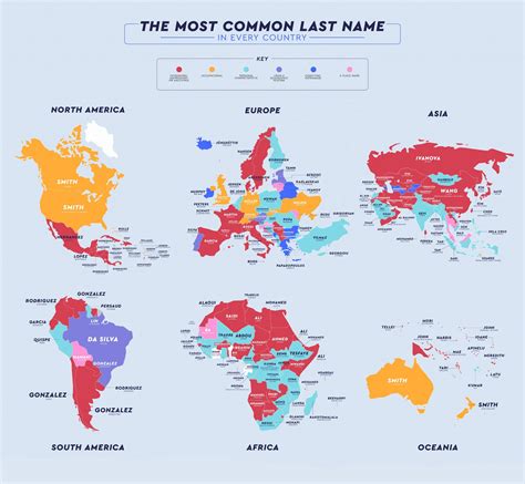 The Most Popular Surnames In Countries Around The World Chartistry