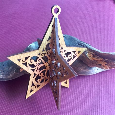 3 D Wood Star Ornament Etsy