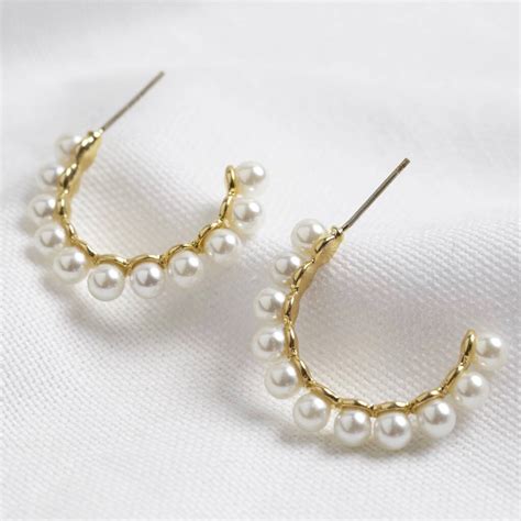 Gold Plated Pearl Hoop Earrings By Lisa Angel