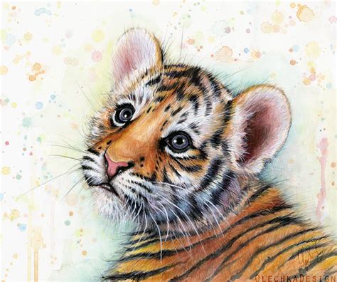 Tiger Cub Watercolor Baby Animals By Olechka01 On Deviantart