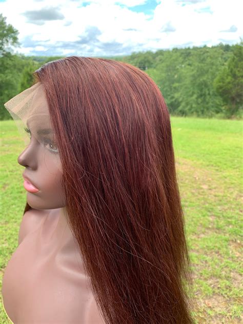 Dark Auburn Lace Front Wig Copper Hair Red Hair Wigs Human Etsy