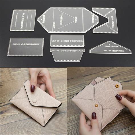package leather craft acrylic wallet pattern stencil bag template tool diy set 15 33