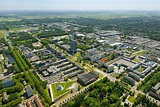 aerial view Delft University of Technology, Delft, south Holland, the ...