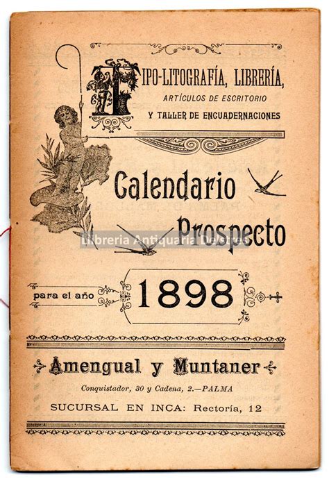 Almanaque Para 1898 Calendario Prospecto Para El Año 1898 By