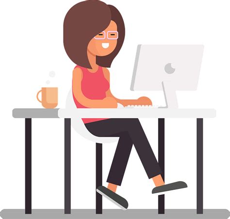 Girl Working On Computer Clipart Free Download Transparent Png