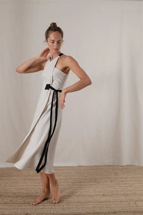 Shop The Stunning Zulu Natural Linen Wrap Dress That Hugs The Body In