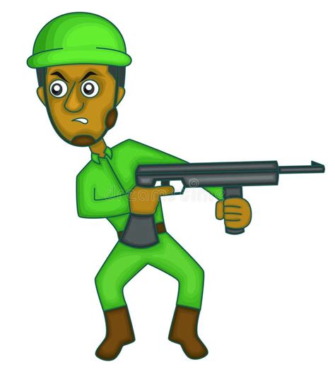 Cartoon Soldier With Machine Gun Stock Vector Illustration Of Armed