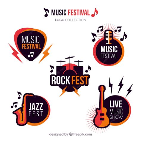 Premium Vector Music Festival Logo Collection With Flat Design