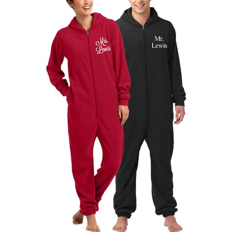 Mr And Mrs Embroidered Adult Onesie Set Personalized Brides