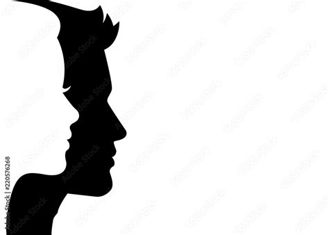 Man And Woman Silhouette Face On Face Stock Vector Stock Vector