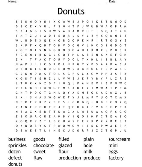 Donut Word Search Printable