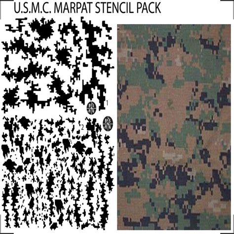 Pack Of 2 USMC Marpat Digital Camouflage Stencil Pattern Printed On