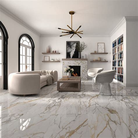Luxury Imperial Gold Calacatta Polished 24x48 Porcelain Tile Genrose