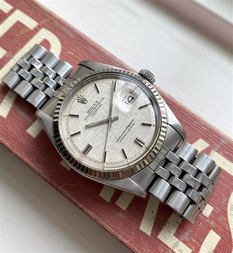 Vintage Rolex Datejust 1601 70s Automatic Silver Linen Dial Oyster Case