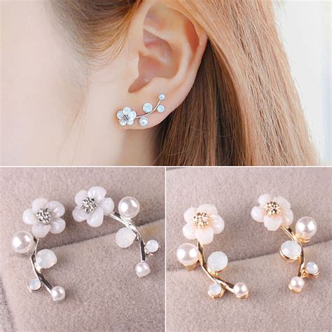 Buy Fashion Women Shell Flower Pearl Earrings Lady