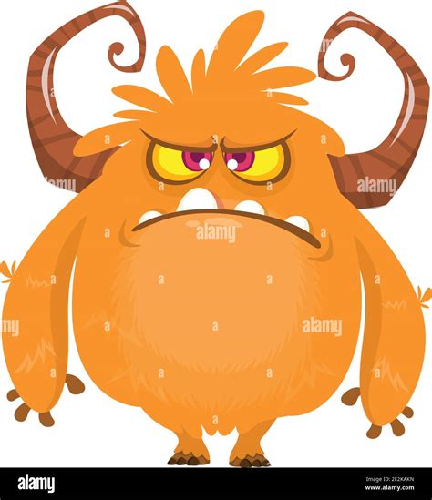 Funny Grumpy Cartoon Monster Vector Illustration Stock Vector Image