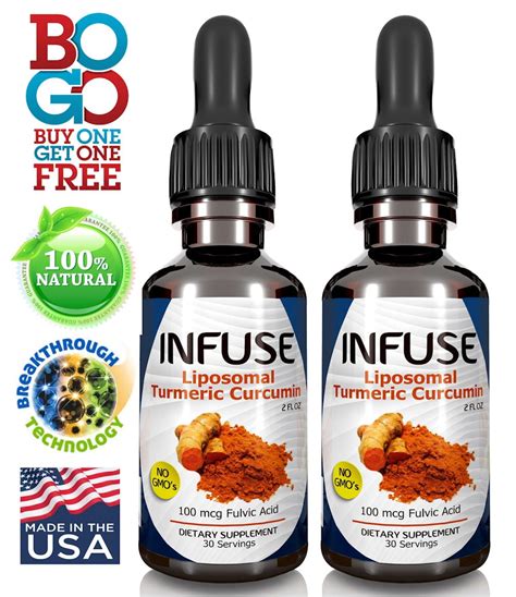 INFUSE Liposomal Liquid Turmeric Curcumin 2 Bottle Pack Superior Uptake