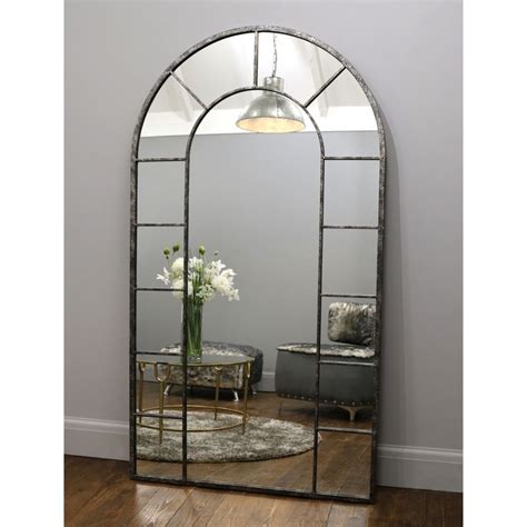 Chicago Crushed Black Industrial Arched Full Length Metal Mirror 71