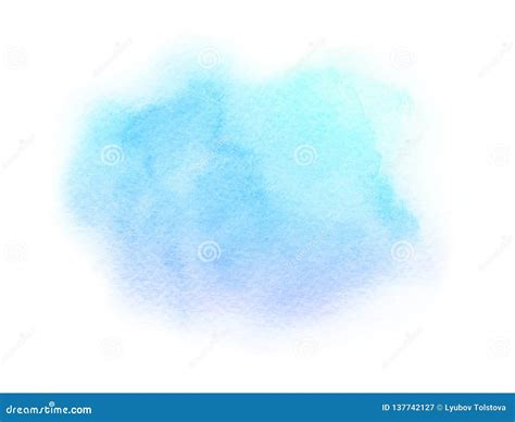 Watercolor Artistic Abstract Light Blue Brush Stroke Isolated On White