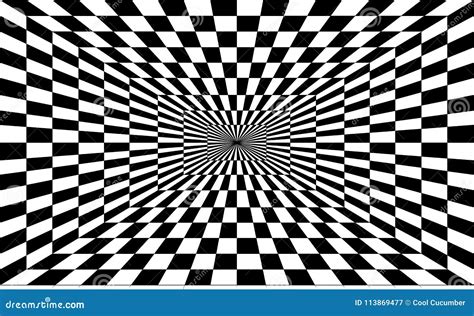 Cool Optical Illusion One Point Perspective In Black Stock Vector