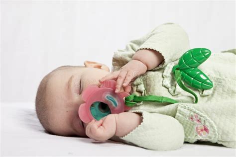 Baby Sleeping With Pacifier Royalty Free Stock Photo Image 12385355