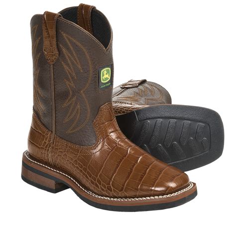 John Deere Footwear Johnny Popper Croc Print Cowboy Boots For Youth