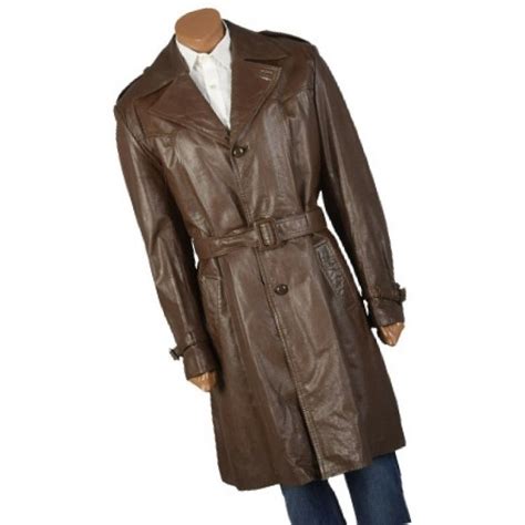 Mens Brown Leather Trench Coat Tradingbasis