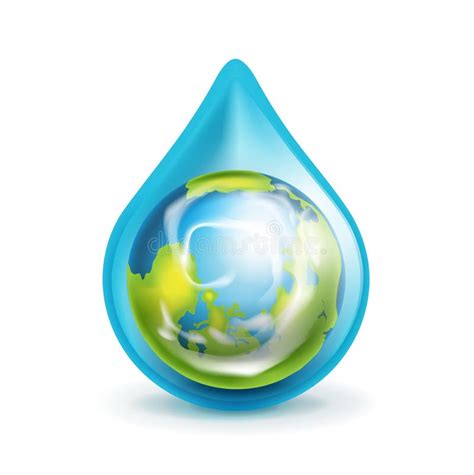 Earth Globe In Water Droplet Isolated Stock Vector Illustration Of