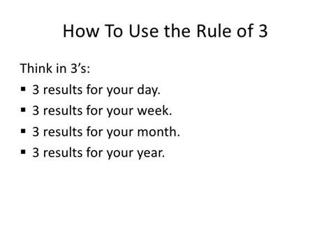 The Rule Of 3
