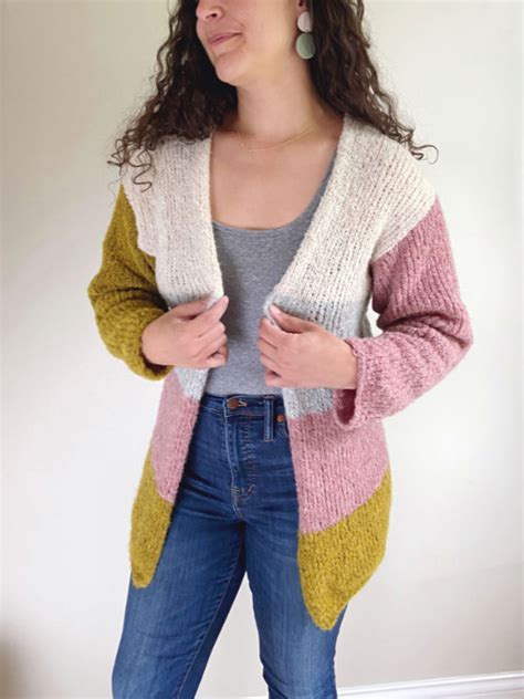 Free Knit Pattern For A Simple Colorblock Cardigan Knitting Bee