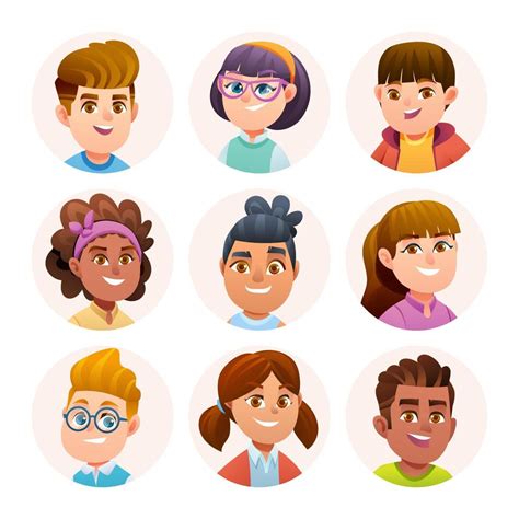 Cute Children Avatar Characters Collection Boy And Girl Avatars In