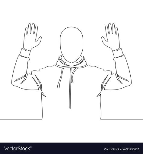 Continuous Line Drawing Man Surrendering Vector Image