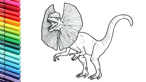 Gambar Drawing Coloring Dilophosaure Jurassic Park Dinosaurs Color