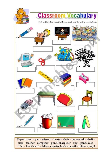 Classroom Vocabulary Esl Worksheet By Hekateros