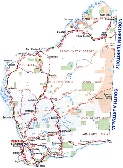 Road Map The Kimberley Western Australia Australia