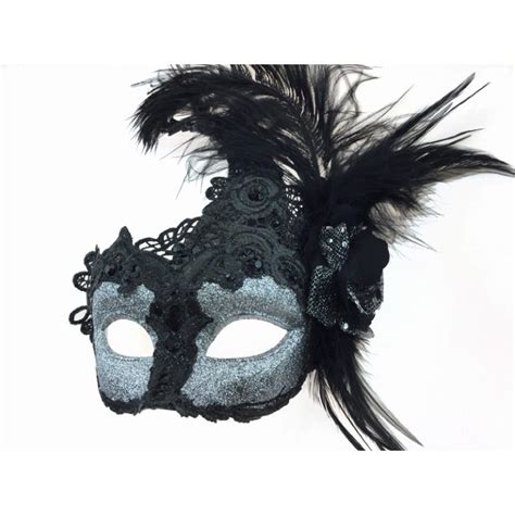 Black And Silver Glitter And Lace Masquerade Mask Screamers Costumes