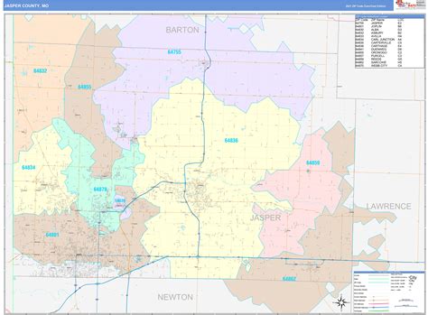 Jasper County Mo Wall Map Color Cast Style By Marketmaps Mapsales